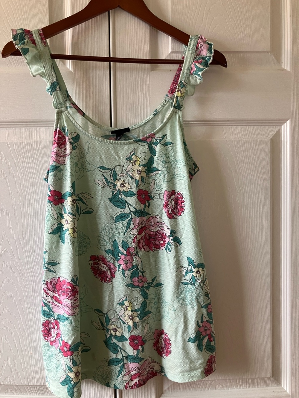 torrid Mint Floral Ruffle-strap Tank Top